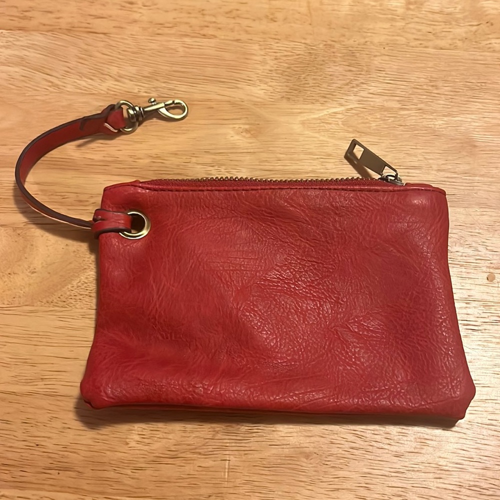 Free People Red faux leather clutch bag/ Pre-Owned